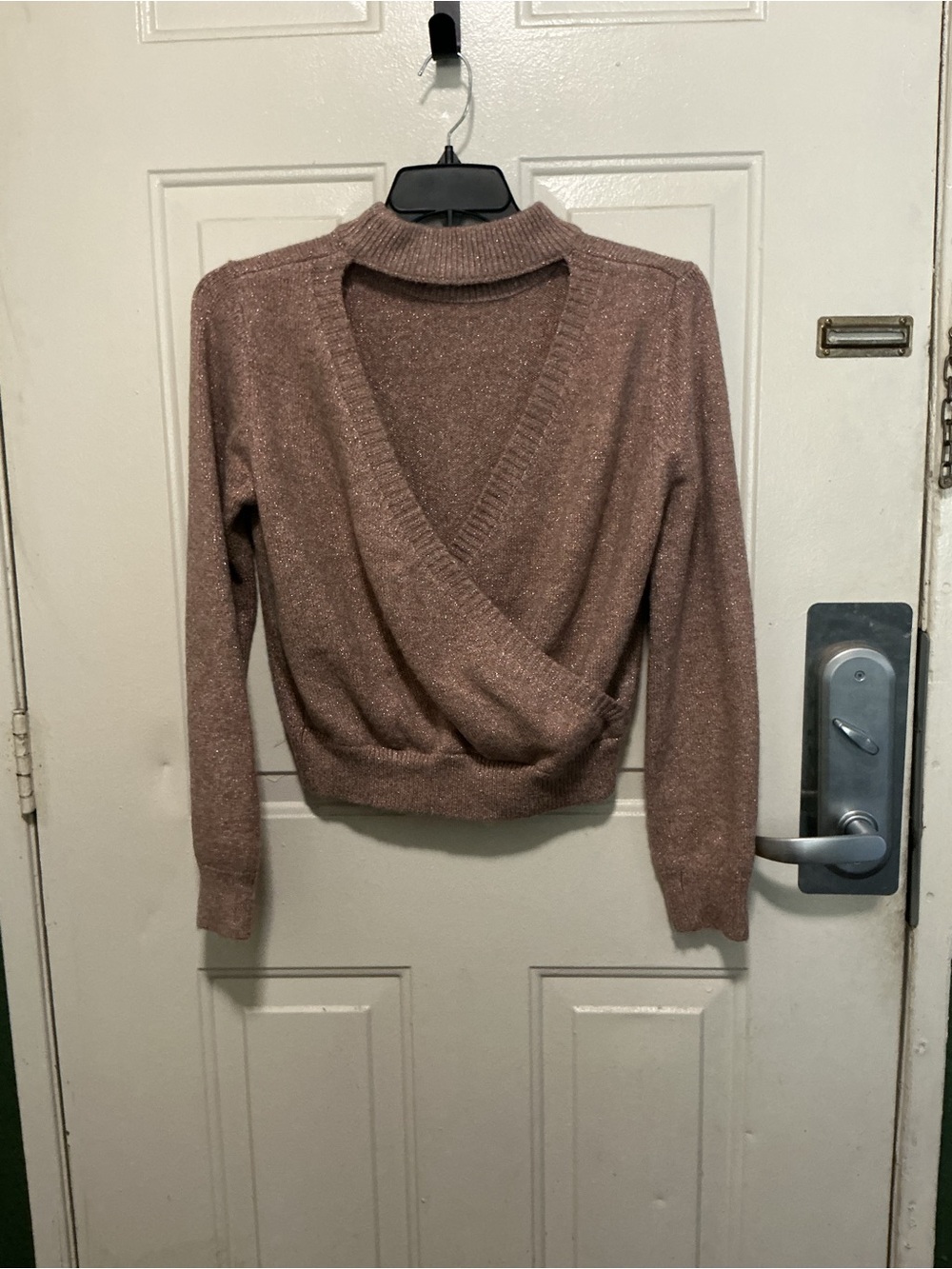 Astr Sparkle Wrap Sweater in Rose Taupe